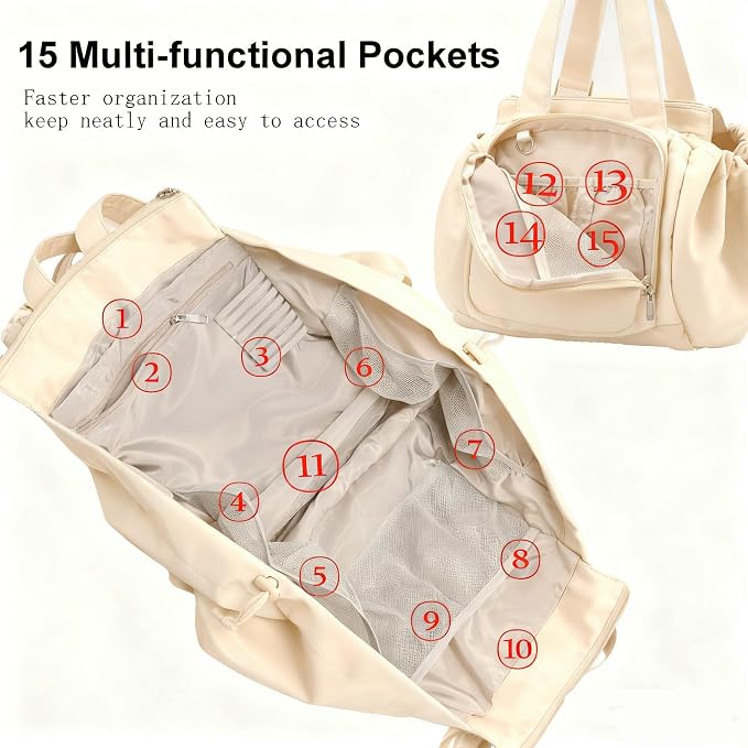 Tote Bag Large Capacity Lightweight Backpack with 15 Pockets Nylon Shoulder Bag for Car Travel Mother Bag - Image 5