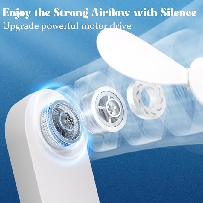 Portable Handheld Fan, 2 IN 1 Mini Hand Fan, Battery Operated [8-15 Working Hours], USB Rechargeable Personal Foldable Fan for Indoor, Small Pocket Fans Travel Essentials for Outdoor (White) - Image 3