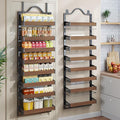 8-Tier Pantry Door Organizer, Over the Door Pantry Organizer with Wooden Adjustable Baskets, 2 IN 1 Spice Rack Wall Mount or Door Organizer, Door Spice Rack for Pantry（72.6×17.1×5.1in,Black) by FREEXPLOYER