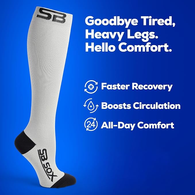 SB SOX Compression Socks for Men & Women (15-20mmHg) | Best Compression Socks for Flying, Medical, Sports, Wide Calf Fit, Pregnancy, and Daily Wear - Image 3