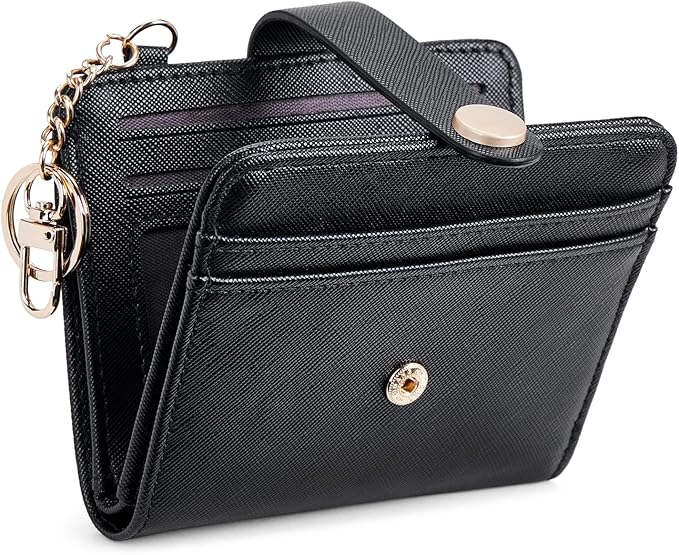 POIUGOYA Slim Wallet for Women,RFID Blocking Bifold Credit Card Holder with Zipper Coin Pocket,ID Window,Keychain by WELCOMEPOIUGOYA