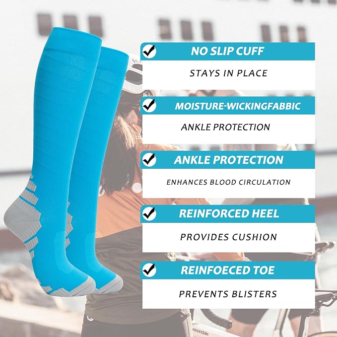 fenglaoda 6 Pairs Compression Socks for Women & Men Knee High Cute Circulation Socks for Nurse Pregnant Travel Athletic - Image 4