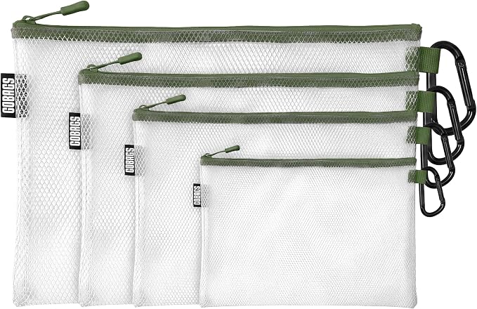 Air Production Multi-Size Clear Zipper Pouch (4-Pack) – Cable Organizer & Travel Gear Bag for Electronics, Camera Accessories, Tool Pouch & Small Tech Storage (Ranger Green) by Unknown