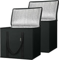 BALEINE 2Pk Insulated Reusable Grocery Bags, Collapsible Cooler Bag for Groceries, Heavy Duty Large Insulated Bag (16''x9''x13'', Charcoal Black) by BALEINE