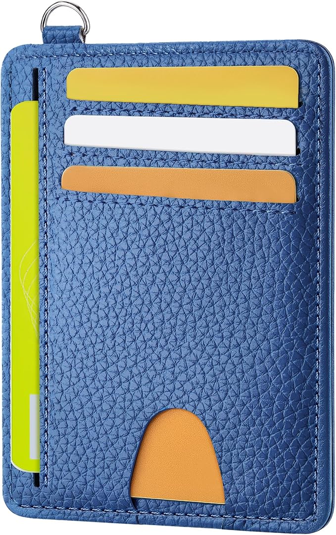 Mayski Slim Wallet, Credit Card Holder for Women, Minimalist Front Pocket RFID Blocking Card Cases, Small Wallet Women Men(Litchi Ocean Blue) by SLIMELEGANCEPERSONIFIED