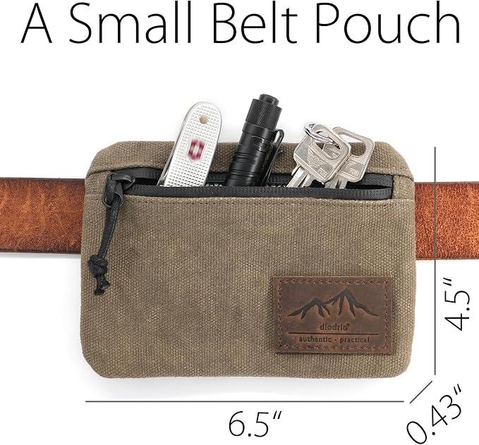 Belt Zipper Pouches for Men Women Compact EDC Pouch, YKK Zipper, Anti-theft Pickpocket Proof Safety Wallets, Waist Pack for Traveling Hiking, Water Resistant, Tough Waxed Canvas, Olive - Image 2