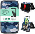 Airplane Phone Holder - Foldable Phone Stand for Plane Travel | Aluminum Build, 9 x 5 in. Blue Camo, Tabletop Mount Desk, Plane Tray Seat back, Treadmill, Fits iPhone Cell Phone by FlightFlapbyFolden