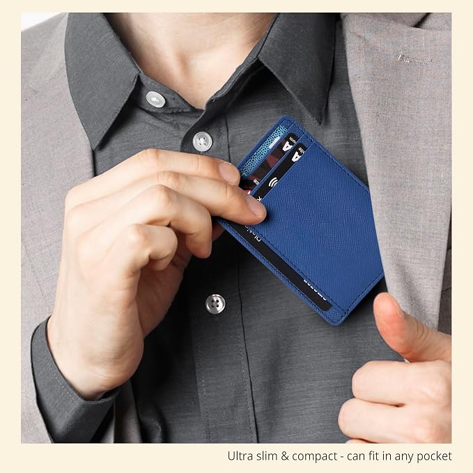 Slim Minimalist Leather Wallet RFID Blocking Front Pocket Card Holder - Image 6