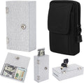 Acrylic Cash Box for Gamblers Extra Large, Silver Shimmering Winners Bank with Lock, 2 Keys, Slot, Storage Waist Bag, Portable Casino Cash Money Lock Box Safe, Money Holder for Girls,1 Pack by ClarityCraze