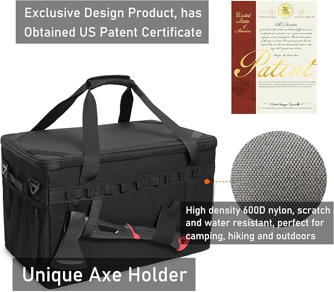 Tactical Camping Storage Bag Utility Tote Bag Camping Kitchen Organizer with Axe Holder & Shoulder Strap - Image 2