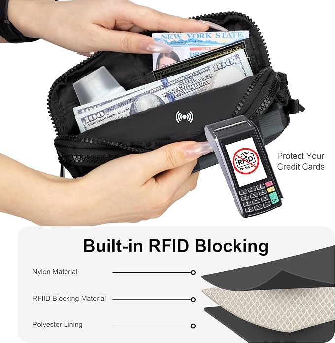 FODOKO Wristlet wallets for Women RFID crossbody bags with 4 Zippers | Checkered quilted nylon with credit card slots, cell phone organizer, and coin purse for travel and everyday carry - Image 6