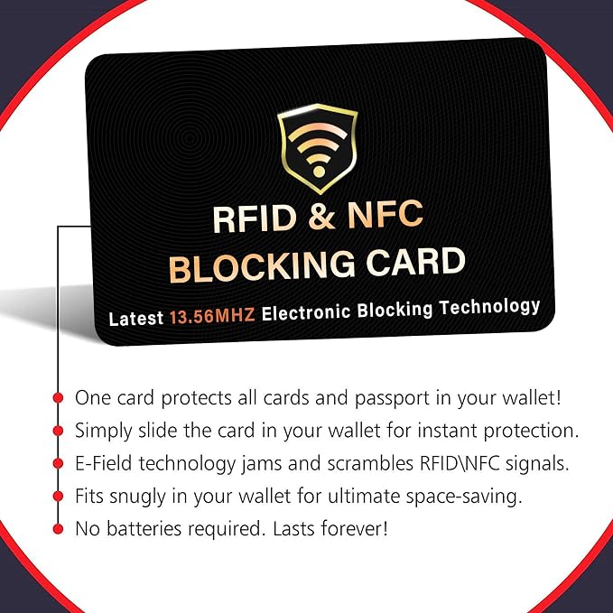 SaiTech IT 2 Pack RFID Blocking Card for Credit Debit ID Card, Black | Slim Anti-Theft Contactless NFC RFID Blocker Protector, Easily Fit into Wallet and Purse, for Men & Women - Image 6