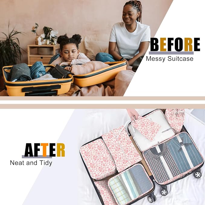 Packing Cubes for Travel - 8 Set Luggage Organizer Bags for Family, Mesh Breathable Packing Cubes for Suitcases Durable Travel Essentials Bags Set - Image 4
