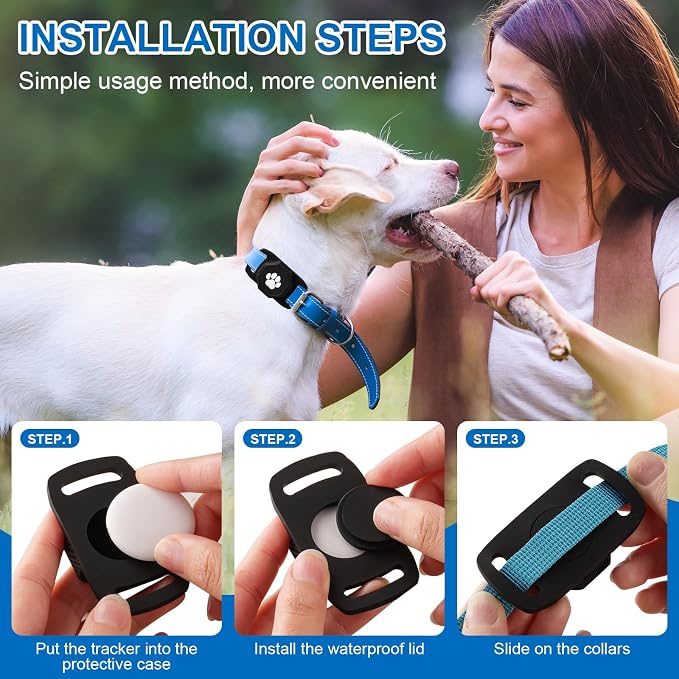 Smart Pet Tracker for Collar - Dog Tracker Pet Location Tracker with Holder | Real-Time Location, No Monthly Fee/ SIM Card, Work with Android Only (Not for IOS), Ultra-Slim, IP68 Waterproof Holder, Black - Image 5
