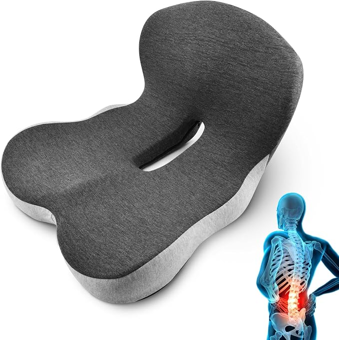 Memory Foam Seat Cushion for Driving & Office Chairs, L-Shaped Ergonomic Tailbone Relief Seat Cushion for Long Sitting, Car/Truck/Office Chair by Unknown