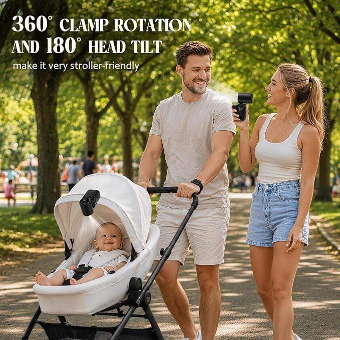 Portable Handheld Fan, Mini Clip On Fan with 4 Speeds, 0.26lb mini fan | Type C Fast Charging, Power Display, Handheld & Clip-On Dual Mode, 0.26lb Personal Fan for Travel, Office, Outdoor, Stroller - Image 4