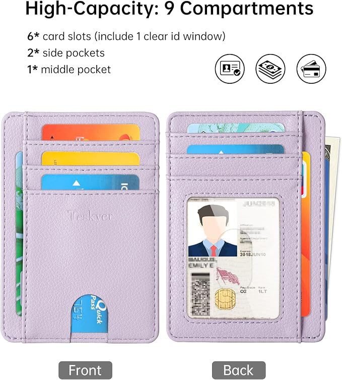 Teskyer Slim Minimalist Wallet for Men, RFID Front Pocket Card Holder | Ultra Slim Front Pocket Design, 8 Card Slots, RFID Protection, Smooth Faux Leather for Everyday Carry - Image 3