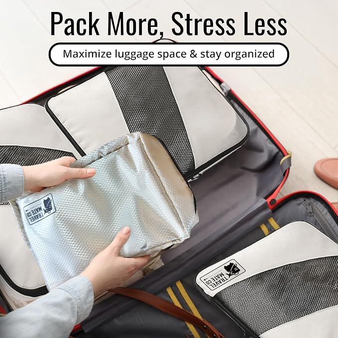 Packing Cubes for Suitcases 6 Set - Expandable Travel Packing Cubes for Luggage with Shoe Bag, Laundry Bag & Toiletry Bag - Lightweight Compression Luggage Organizer Bags for Travel (3 Sizes S/M/L) - Image 4