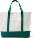 Amazon Essentials Unisex Adults' Large Heavy Duty Canvas Beach Tote Bag, Natural/Green, One Size by AmazonEssentials
