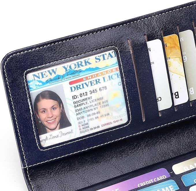 SENDEFN Wallets for Women Leather Credit Card Holder with RFID Blocking Large Capacity Wristlet | with RFID Blocking - Image 4