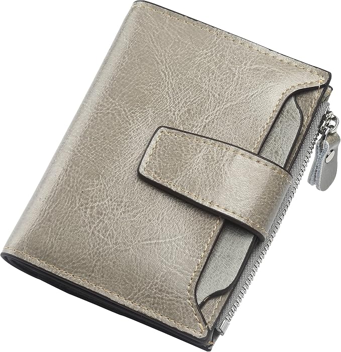 Small Compact Women Wallet RFID Blocking Genuine Leather Bifold Purse with ID Windows by Lavemi