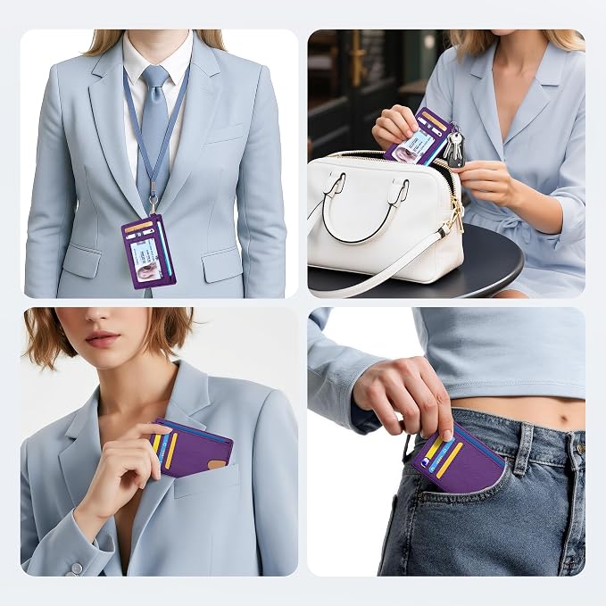 Mayski Slim Wallet, Credit Card Holder for Women, Minimalist Front Pocket RFID Blocking Card Cases, Small Wallet Women Men(Cross Deep Purple) - Image 8