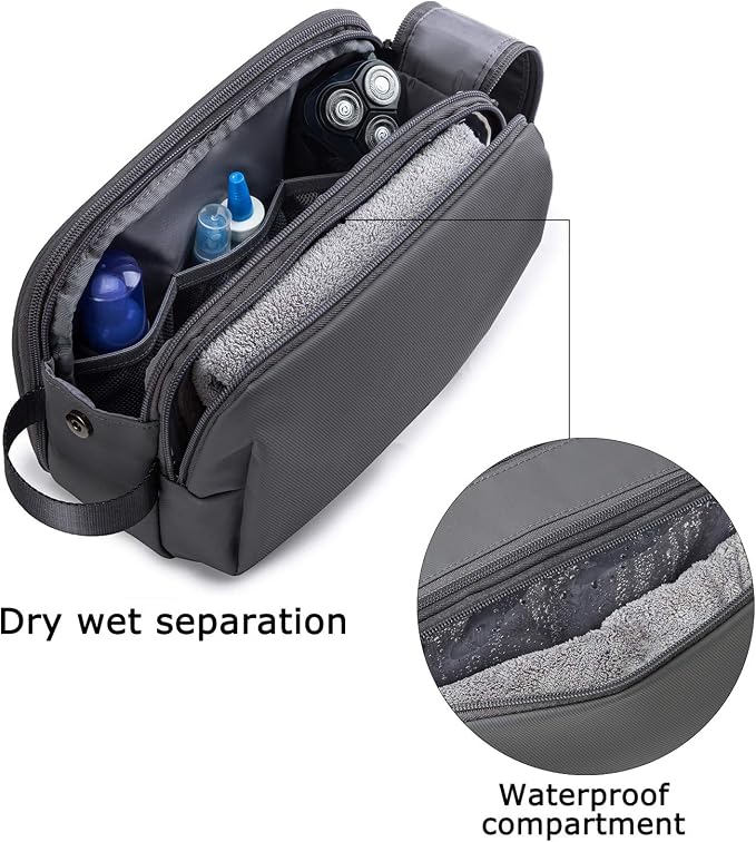 BAGSMART Toiletry Bag for Men, Travel Toiletry Organizer Dopp Kit Water-resistant Shaving Bag for Toiletries Accessories, Door Room Essentials,Grey-large - Image 4
