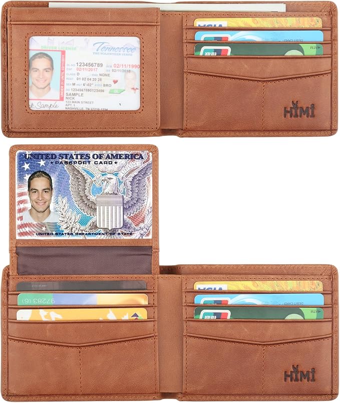 HIMI Wallet for Men-Genuine Leather RFID Blocking Bifold Stylish Wallet With 2 ID Window by WelcometoHIMI