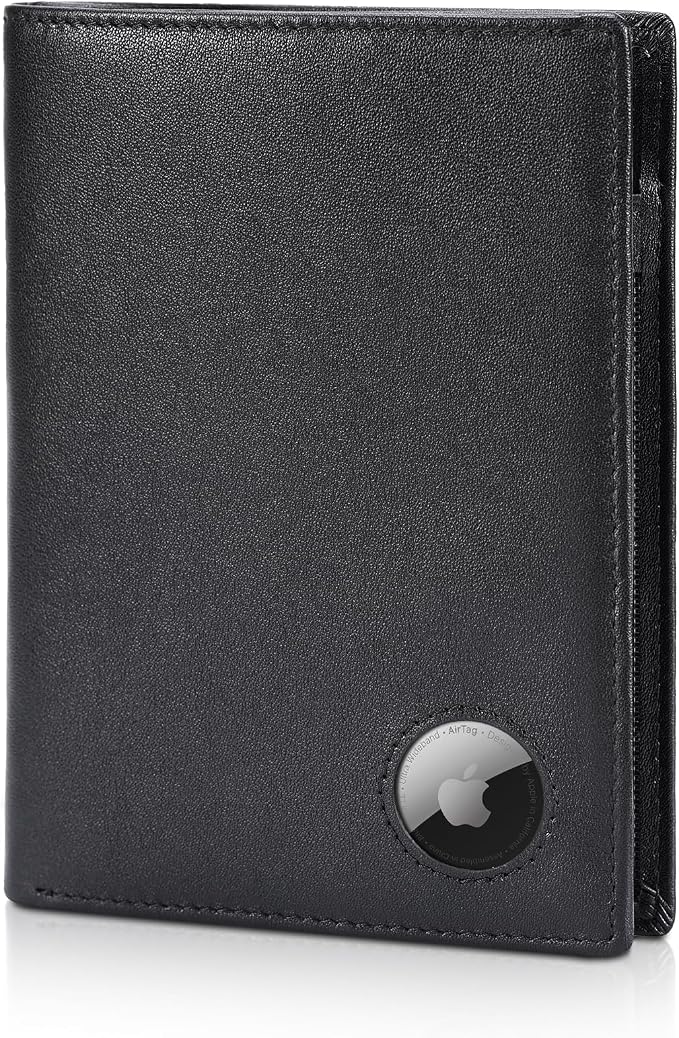 Polare Leather AirTag Passport Holder RFID Blocking Travel Bifold Wallet | Luxury Napa Cowhide Leather, AirTag Slot, Vintage Passport Cover Case, International Travel Wallet, Black by polareoriginal