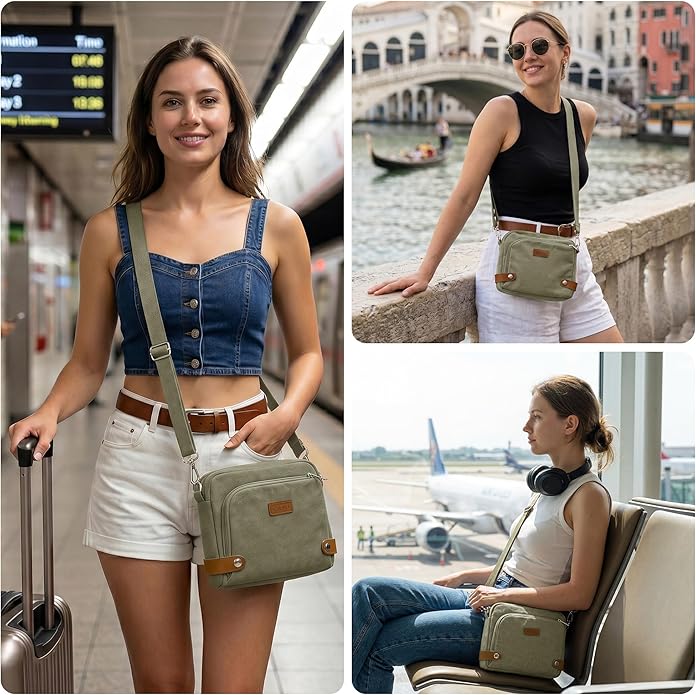 Anti Theft Crossbody Bag for Women, RFID Blocking Travel Purse Slash Proof | CHUNLI Pickpocket Proof Crossbody Bags, Travel Purse Bag with Lockable Zippers & Slash Resistant Strap - Image 2