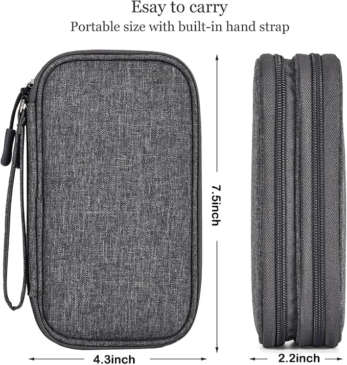 CAAORDKSO Electronics Organizer Case, Cable Organizer Bag Waterproof Electronic Accessories Carry Case with Handle for Cable, Cord, USB, Charger, Phone, Power Bank, Earphone (Dark Gray, Medium) - Image 6