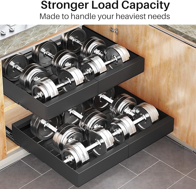 4 Pack Pull out Cabinet Organizer, Expandable(12"-20") Heavy Duty Slide out Drawer Fixed with Adhesive Nano Film for Pots, Roll out Shelf Storage for Kitchen Organization, Pantry, Bathroom(Black) - Image 6