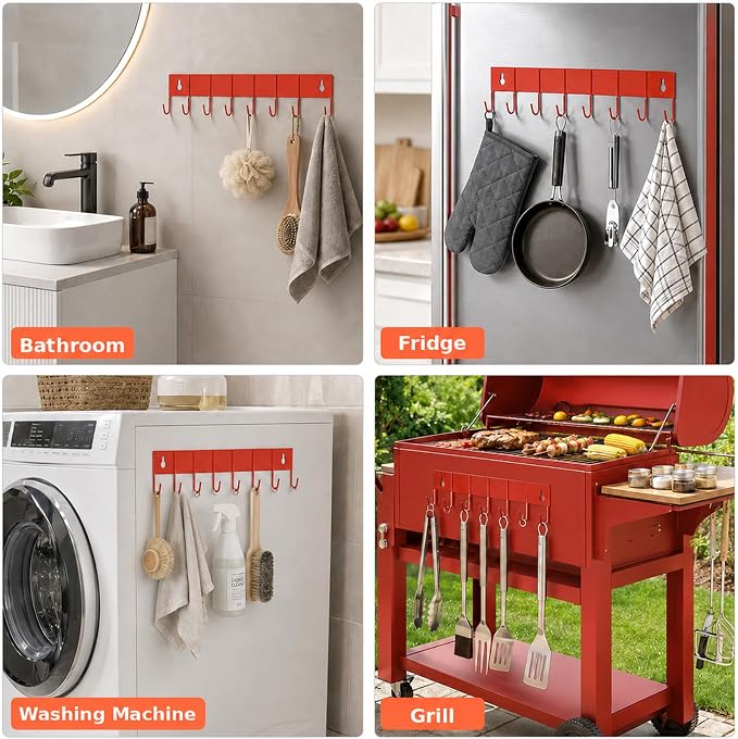 SMRCAD Magnetic Spice Rack 4 Pack with Hook – Heavy-Duty | Iron construction, dust-resistant, fits condiment bottles, includes screws for optional wall mount - Image 4
