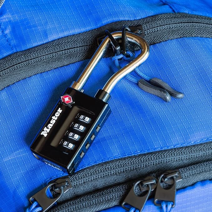 Master Lock Padlock, Set Your Own Combination TSA Accepted Luggage Lock, 1-5/16 in. Wide, 4696D, Black - Image 2