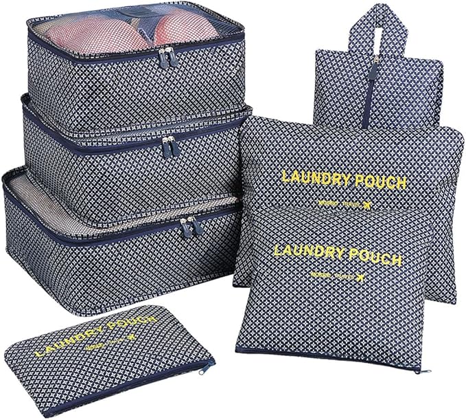 Mossio 7 Set Packing Cubes with Shoe Bag - Travel Carry On Luggage Organizer by Mossio