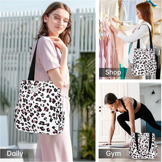 HUA ANGEL Floral Tote Bag - Casual Shoulder Bag Daily Tote Bag with Zipper Gym Travel Shopping Work Handbag for Women - Image 2