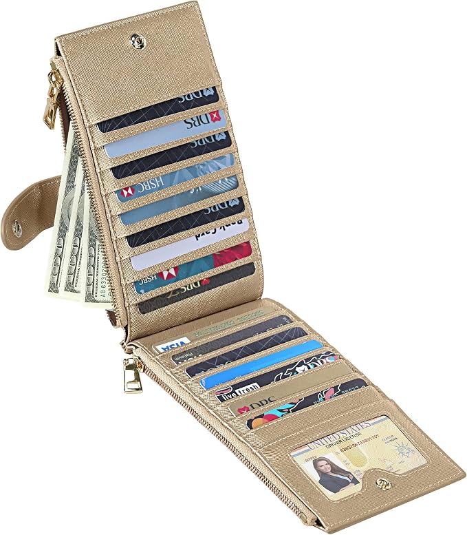 Travelambo RFID Wallet Women Large Size Bifold Multi Card Wallet Case with Zipper Pocke Credit Card Holder for Women - Image 8
