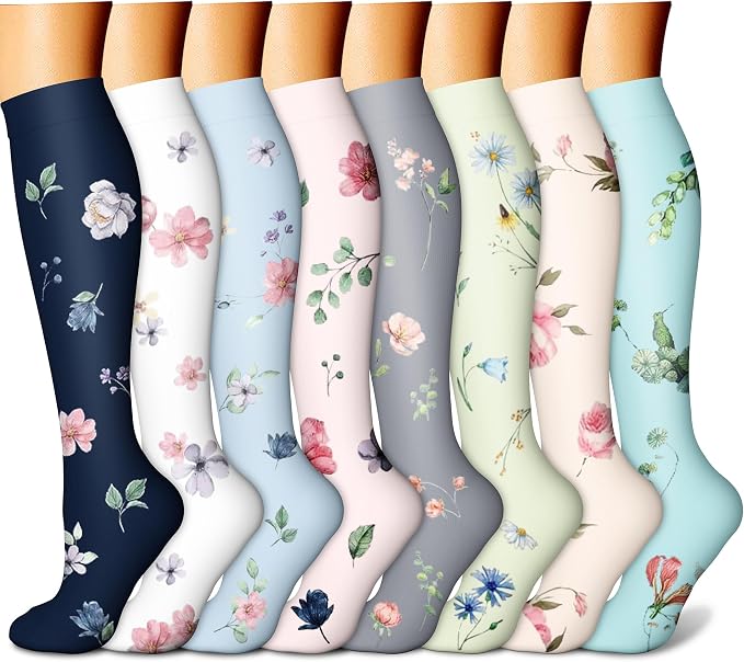 CHARMKING Compression Socks for Women & Men Circulation (8 Pairs) 15-20 mmHg Best Calf Socks Support for Athletic Cycling by CHARMKING