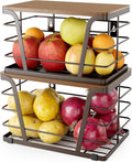 TIDIIABODE Extra Large 2 Pack Potato and Onion Storage Bins,Stackable Storage Pantry Organizers, Kitchen Storage Bins for Potato and Onion, Wall Mount Trash Bag Holder with Bamboo Top, Brown by TrashBagHolder