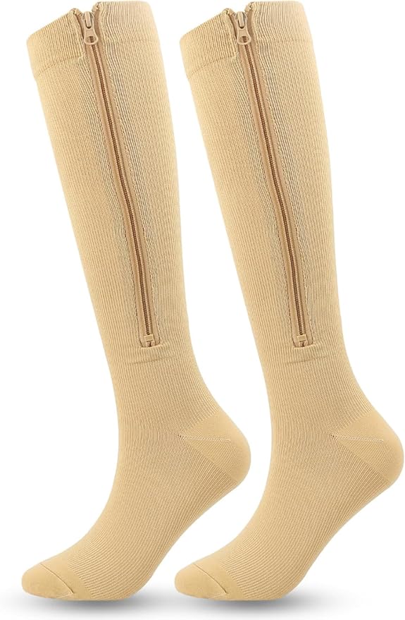 Utaly Zipper-Compression-Socks for Women & Men 15-20mmHg Knee-High Compression-Stockings Support Hose - Image 4