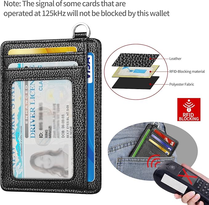 Slim Minimalist Front Pocket Wallet, RFID Blocking Credit Card Holder Wallet with Detachable D-Shackle for Men Women - Image 4
