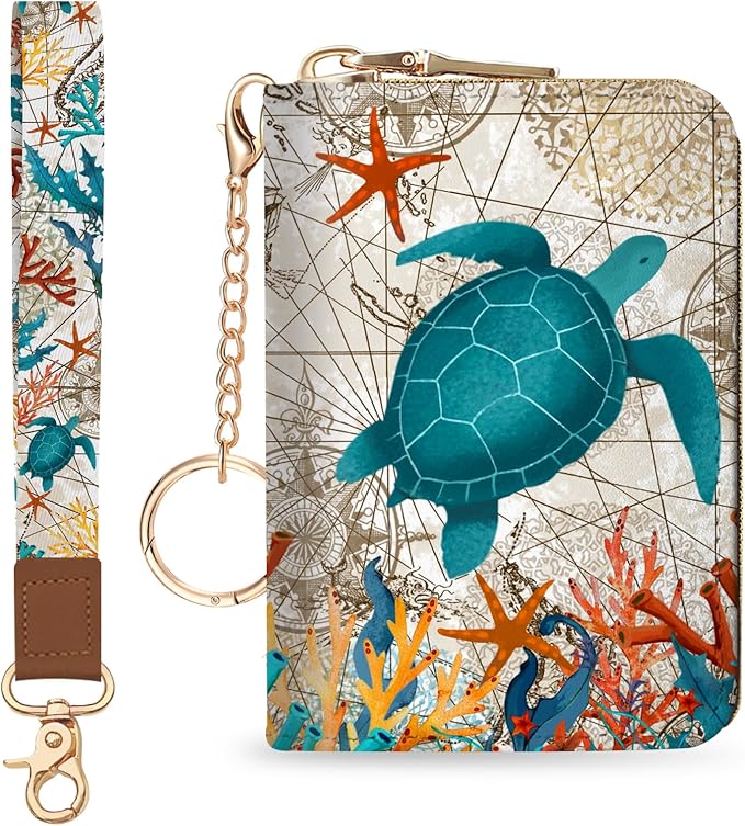 Blusabaca Women Credit Card Holder, Small RFID Wallet with Wristlet Strap | Removable Keychain, Case with Zipper, Vegan PU Leather, Cash Coin Pocket, Business Accordion Purse, Ladies Female Gift by Blusabaca