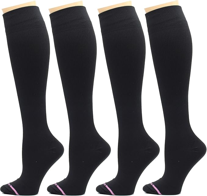 Dr. Motion 4 Pairs Therapeutic Graduated Compression Women's Knee-hi Socks by Dr.+Motion