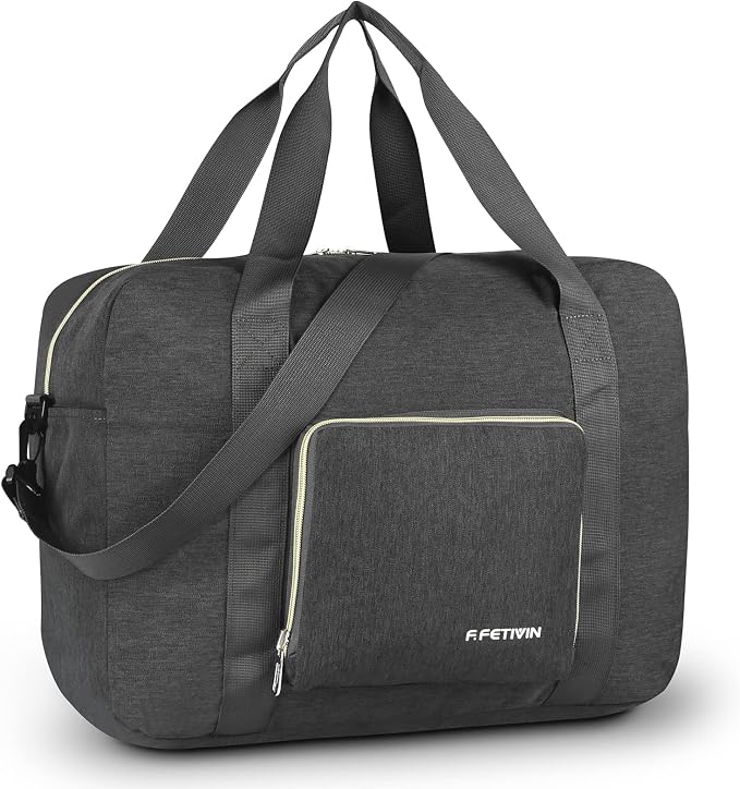F.FETIVIN Personal item travel bag 18x14x8 for Spirit Airlines Lightweight carry on duffle bag for Gym,Sports,Vacation(Grey) by FFETIVIN