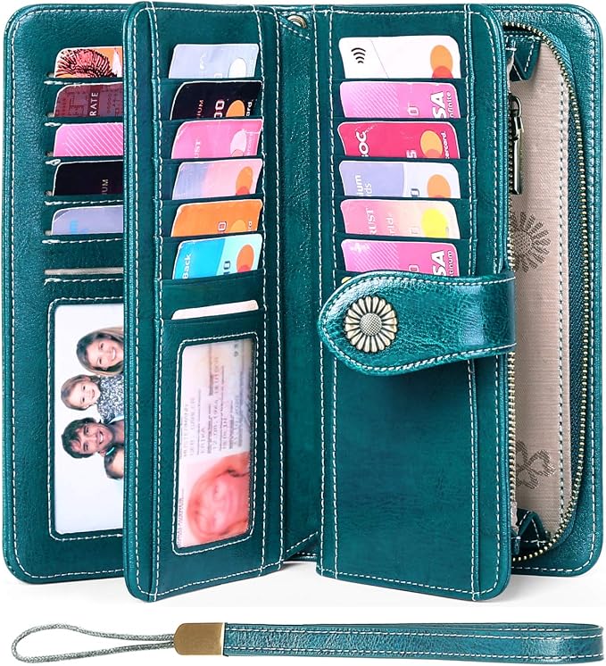 Wallets for Women Trifold Wristlet Wallets Large Capacity RFID Blocking Ladies Purse Credit Card Holder - Image 2