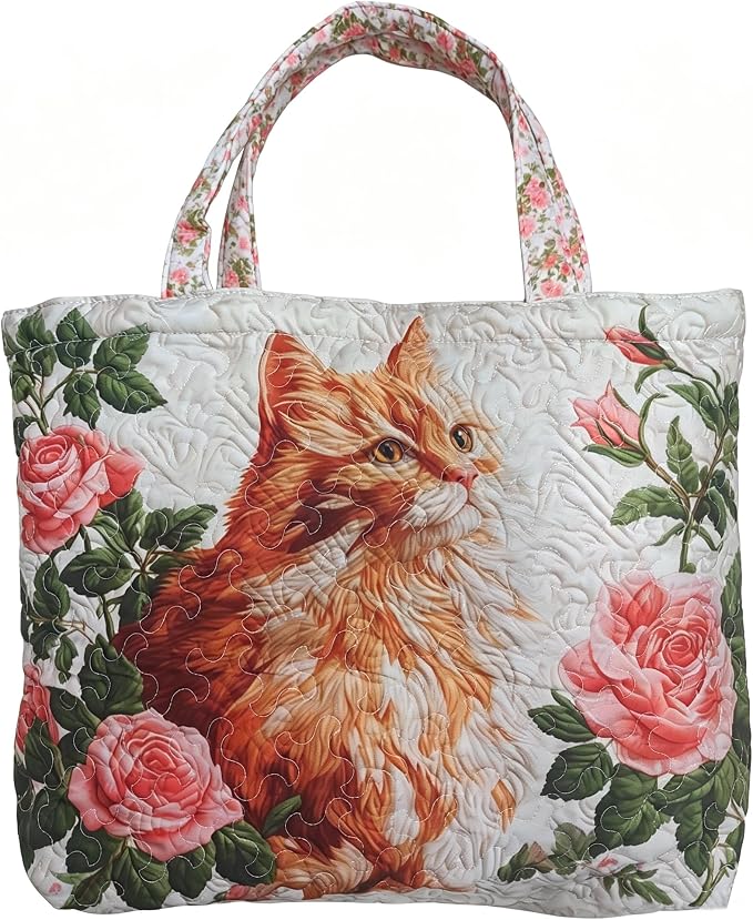 Women's Quilted Tote Bag – Lightweight Large Capacity Foldable for Travel | 20.87" L x 15.75" H - Image 5
