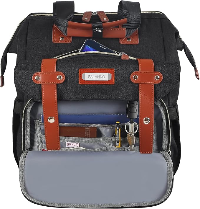 FALANKO Laptop Backpack for women, Doctor Teacher Work RFID Anti Theft Laptops Backpack, Wide Open College Travel 15.6 Inch Computer Bag for Men Women - Image 6