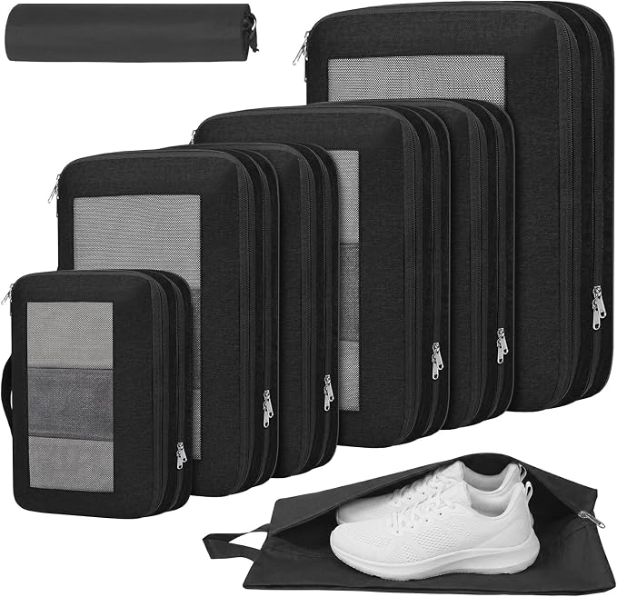 Compression Packing Cubes for Travel, Lightweight Vacation Travel Essentials, Travel Accessories for Suitcase Organizer Bags Set, Durable Luggage Organizer by PREZON