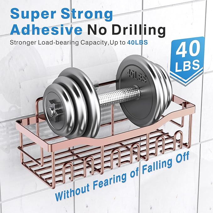 EUDELE Shower Caddy 2 Pack,Adhesive Shower Organizer for Home Decor&Kitchen Organizers,No Drilling,Rustproof Stainless Steel Bathroom Shelf Organizer - Image 3