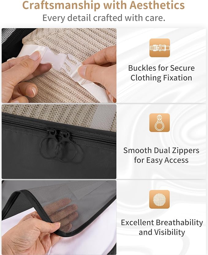 Packing Cubes 11 Set, Suitcase Organizers, Luggage Organizer Bags, with Toiletry Bag, Travel Essentials, Black - Image 4